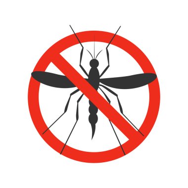 Sivrisinekler beyaz arkaplanda işaret vektör illüstrasyonunu durdurdu