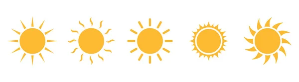 Жовте Сонце Набір Векторних Іконок Ізольовано Білому Тлі — стоковий вектор
