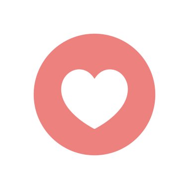 Kalp ikonu düz tasarım. Beyaz arkaplanda vektör çizimi. Sosyal ağ