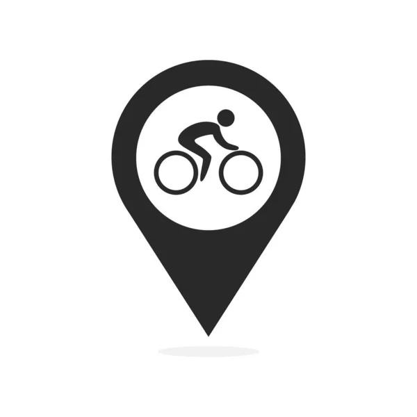 Mapa Puntero Con Icono Bicicleta Ilustración Vectorial Sobre Fondo Blanco — Archivo Imágenes Vectoriales