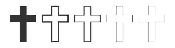 Beyaz arka planda izole edilmiş Hıristiyan haç simgesi Latin haç simgesini ayarla. vektör illüstrasyonu — Stok Vektör