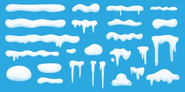 Mavi arka planda düz çizgi film tarzı kar. Vektör illüstrasyonu