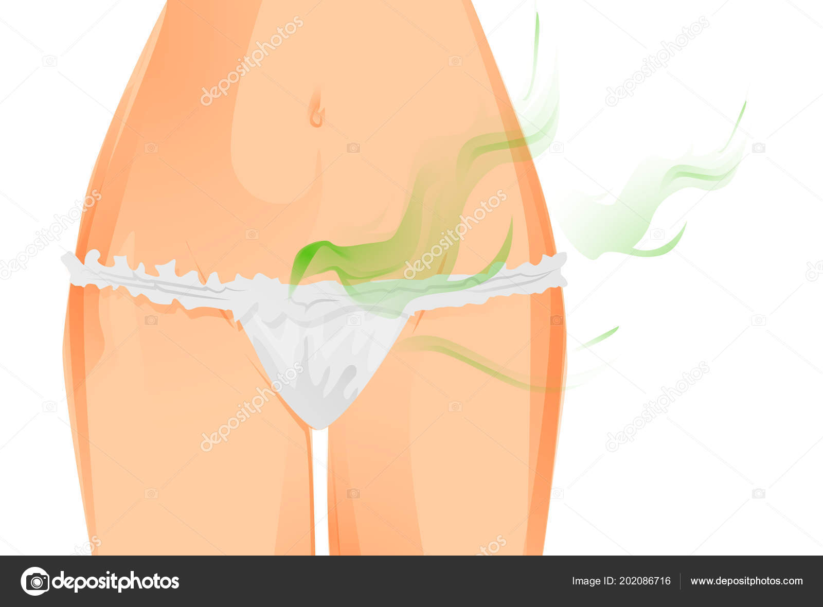 Woman Vagina Smell Green Cloud Pants Stink Aroma Sweat Stain Stock