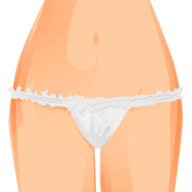 Beyaz bikini külot güzel kadın vücudu. Kadın sağlığı ve samimi hijyen konsepti.