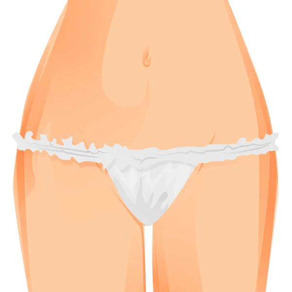 Beautiful Woman Body White Bikini Panties Women Health Intimate Hygiene — Stock Vector