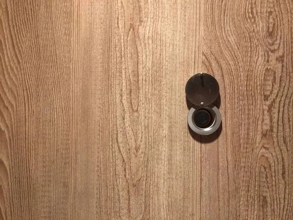 Lens Peephole New Light Wooden Door — Stock Photo, Image