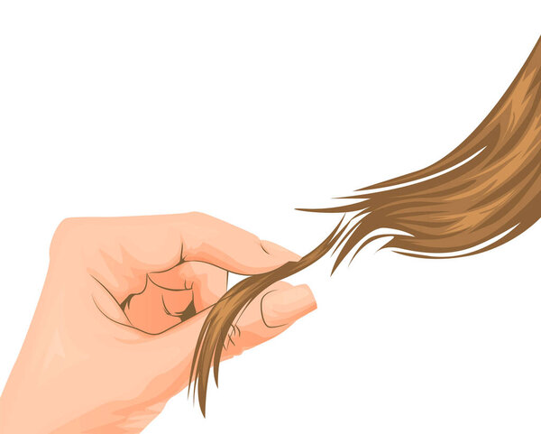 Girl with hair loss problem isolated on white background, cartoon style