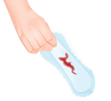 Sanitary Pad üzerinde kırmızı vajinal akıntı vektör illüstrasyon