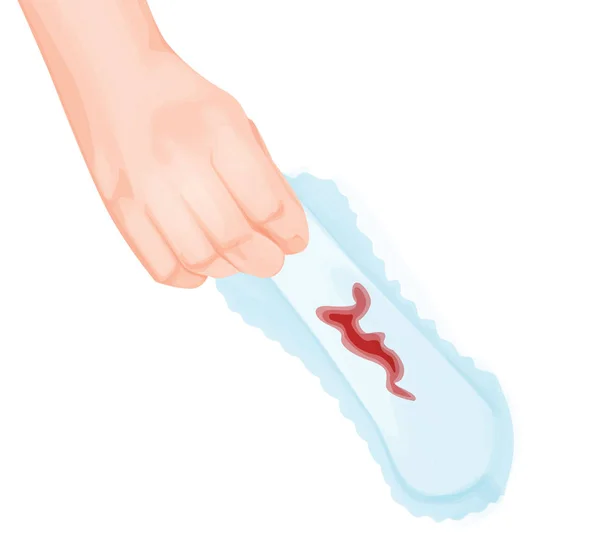 卫生垫上红色阴道分泌物的载体插图 — 图库矢量图片