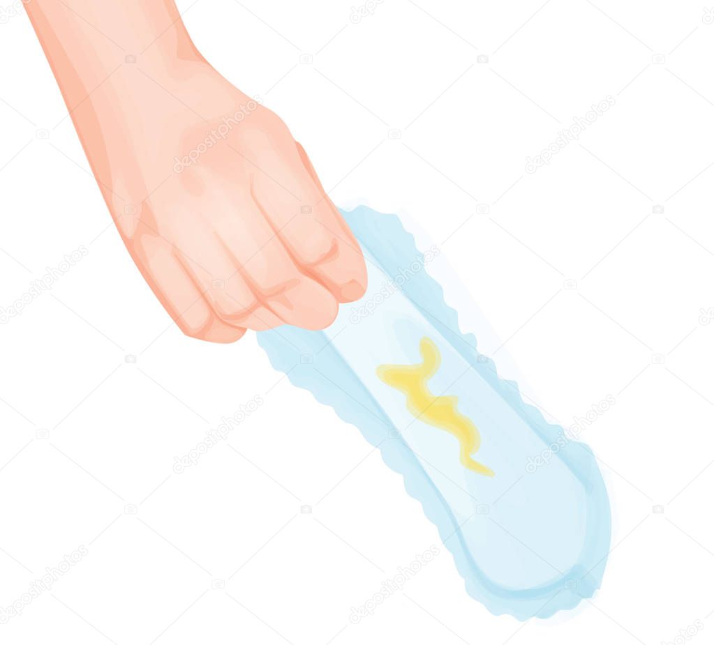 vector illustration of a vaginal discharge On Sanitary Pad