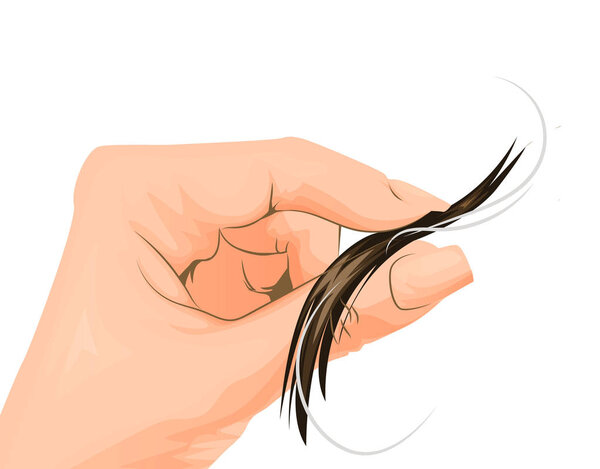 Girl with hair loss problem isolated on white background, cartoon style