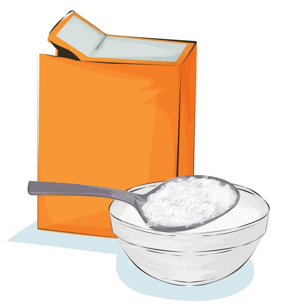 Сода Сумку Ремесло Ложка Випічка Інгредієнт Ілюстрація Білому — стокове фото