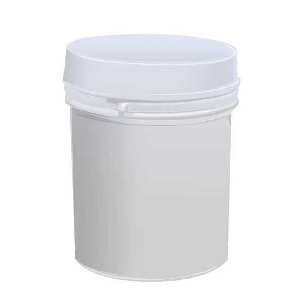 Garrafa Embalagem Plástico Branco Com Tampa Para Pílulas Vector Isolado — Vetor de Stock