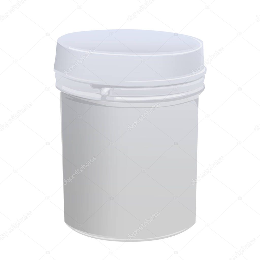 Blank Plastic Packaging Bottle with Cap for Pills Vector Isolated on white mock up