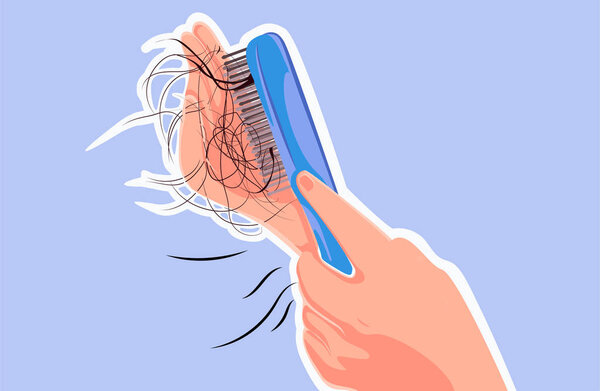 Hair problems hand with a comb fallout