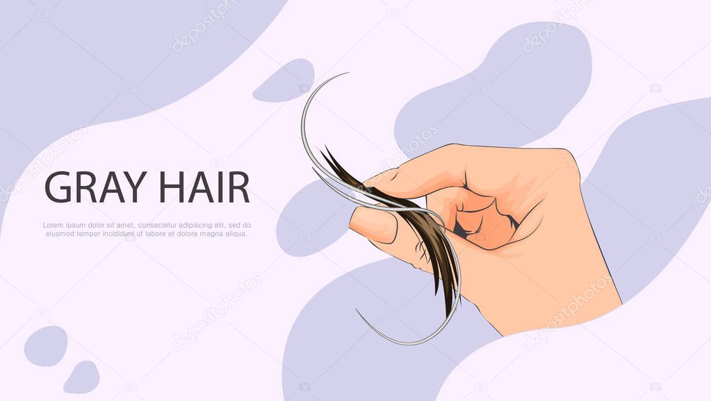 medical health illustration girl found gray hair on her hand