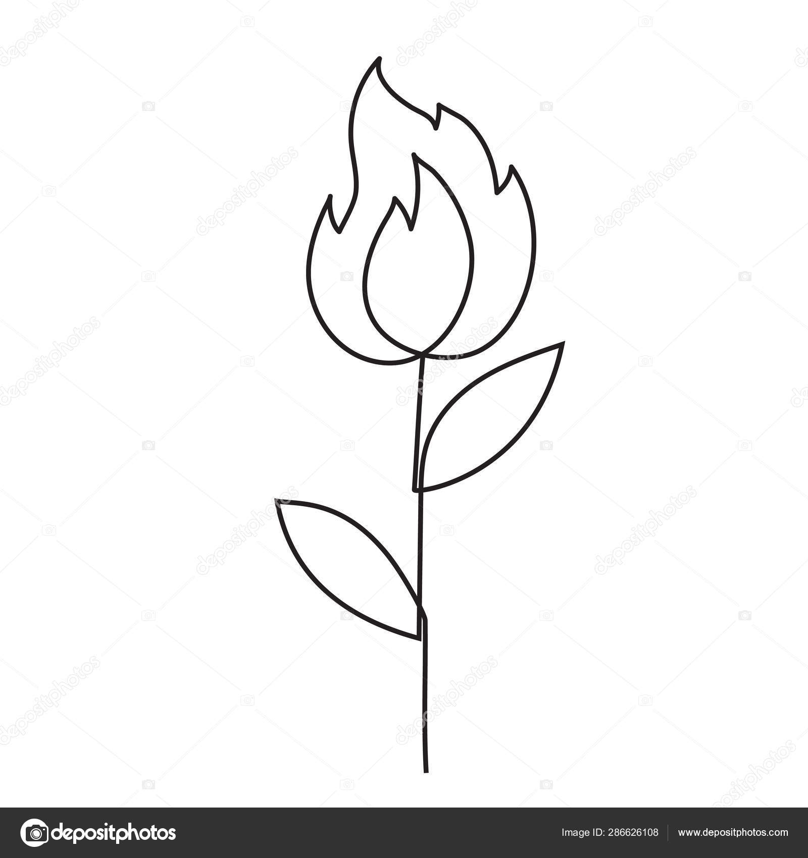Abstract Fire Flower One Line Doodle Vector Continuous Line Drawing Stock Vector C Plut 286626108
