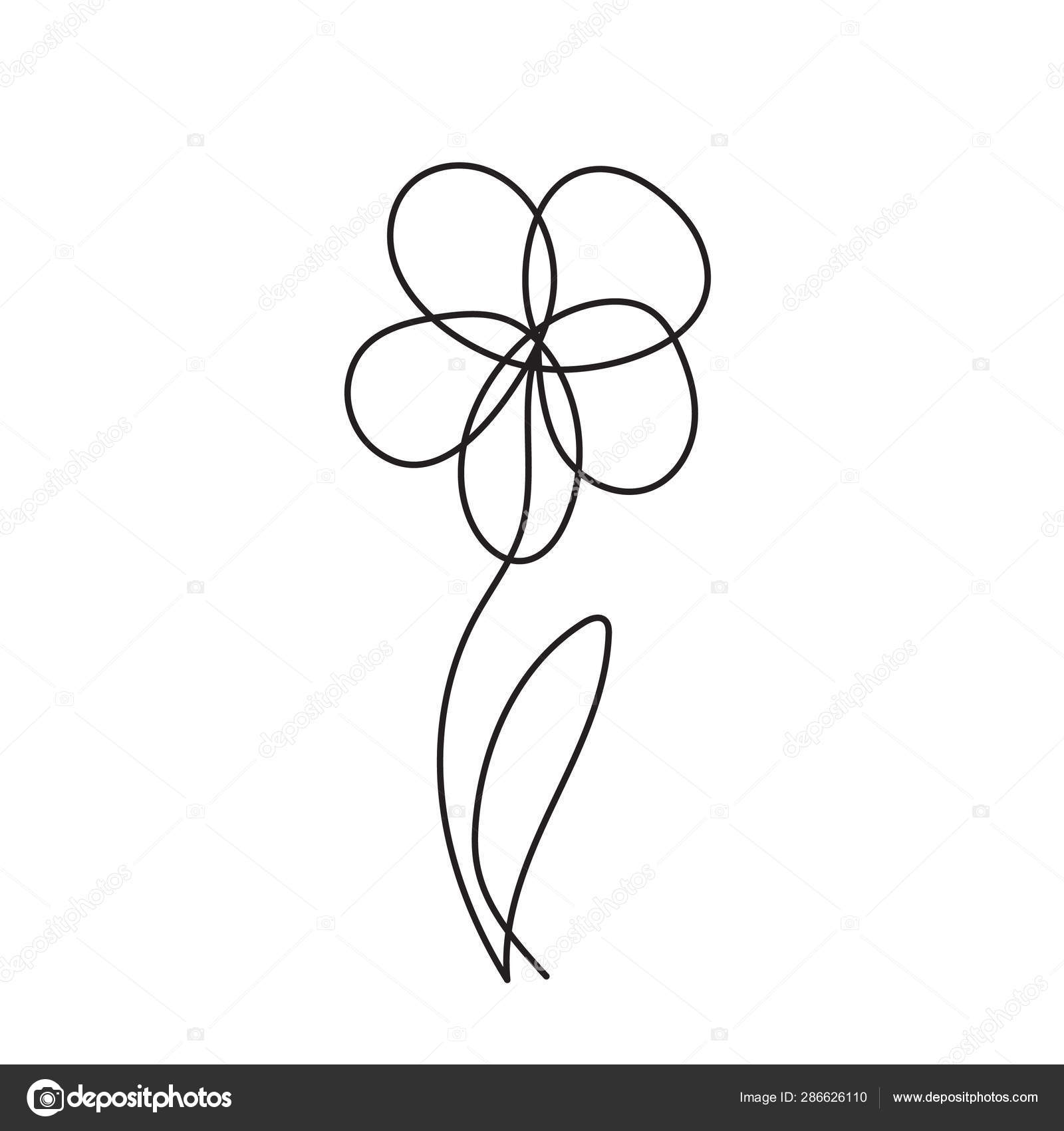 Simple One Line Flower Doodle Vector