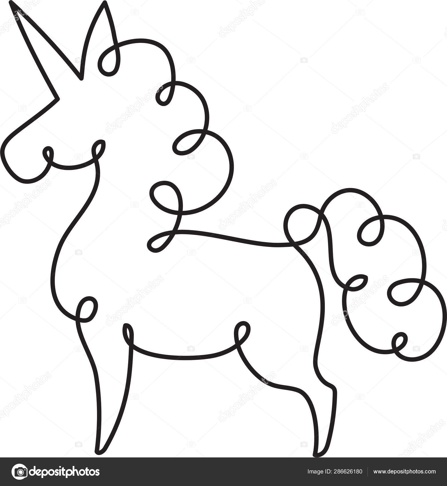 Vektorgrafiken Unicorn Line Drawing Vektorbilder Unicorn Line Drawing Depositphotos