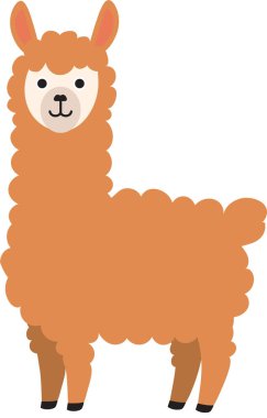 Sevimli lama tek başına çizgi film ayakta - komik vektör illüstrasyon