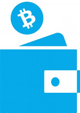 Cüzdan sembolünüze bitcoin koyun. Düz vektör çizimi logo tipi yalıtılmış simge.