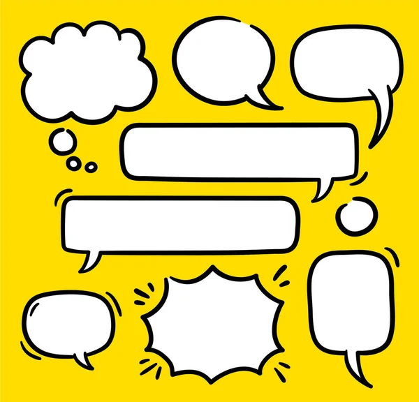 Cartoon text balloons, speech bubbles doodle vector set. Empty word comic shapes of thinking or speaking. Illustrations stored as symbols. — Stock Vector