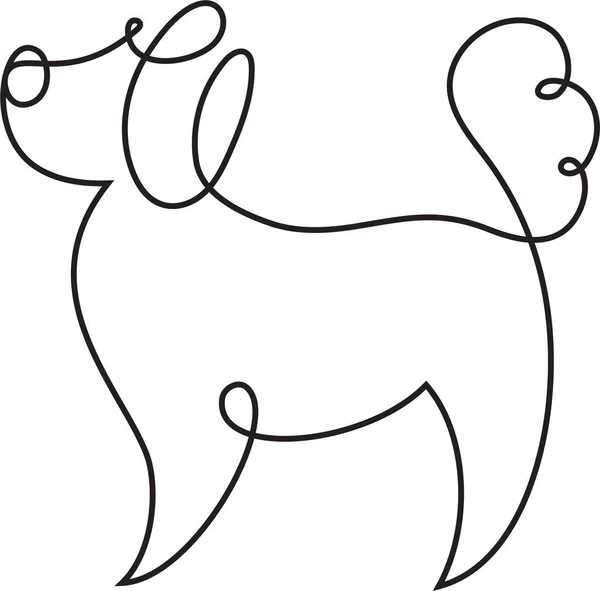 Hund en liner. Abstrakt Doggy en linje konst, kontinuerlig linje ritning. Minimalistisk konst stil. Vektor. — Stock vektor