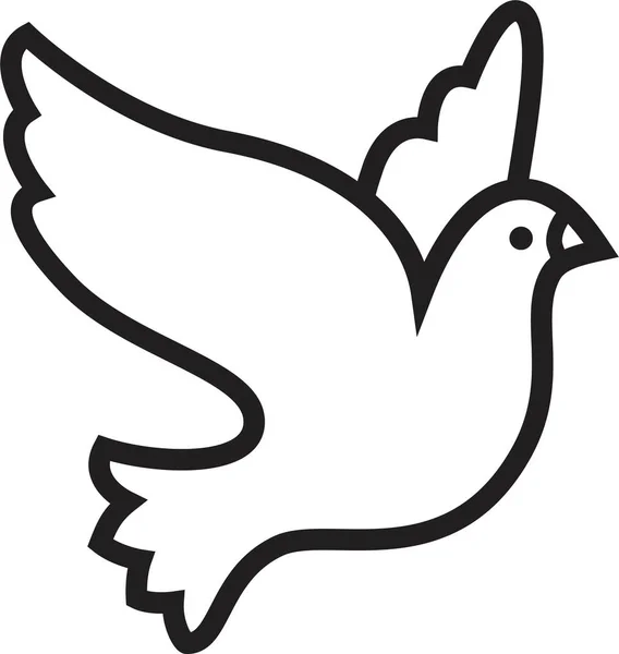 Uçan güvercin karikatür sembolü simgesi. Güvercin vektör logosu. Dünya parçası, iyi mesaj, sevgi ve umut sembolize eden bir kuş basit çizgi izole çizim.
