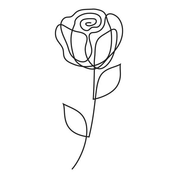 Rose bir astar. Soyut çiçek bir çizgi sanat, sürekli çizgi çizim. Minimalist sanat tarzı. Vektör.