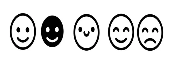 微笑表情符号图标。表情脸笑脸,kawaii,可爱,快乐和悲伤的行符号为您的网站设计,标志,应用程序,Ui。矢量隔离插图集合. 矢量图形