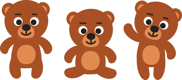 Bonito engraçado ursinho emoji de pé, sentado, renunciando - conjunto de três ursos desenhos animados ilustrações vetoriais Gráficos Vetores