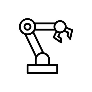 Çizgi film manipülatörü siyah beyaz çiziyor, imalat konsepti, teknoloji endüstrisi, basit çizgi sanatı düzenlenebilir vuruşu, Eps10 vektörü