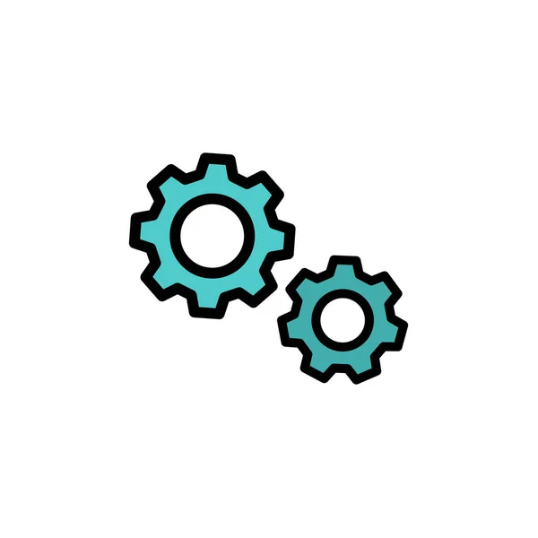 Gears simple icon cartoon. Concept of settings, prototyping or manufacturing, Vector with editable stroke, isolated. — Stock Vector