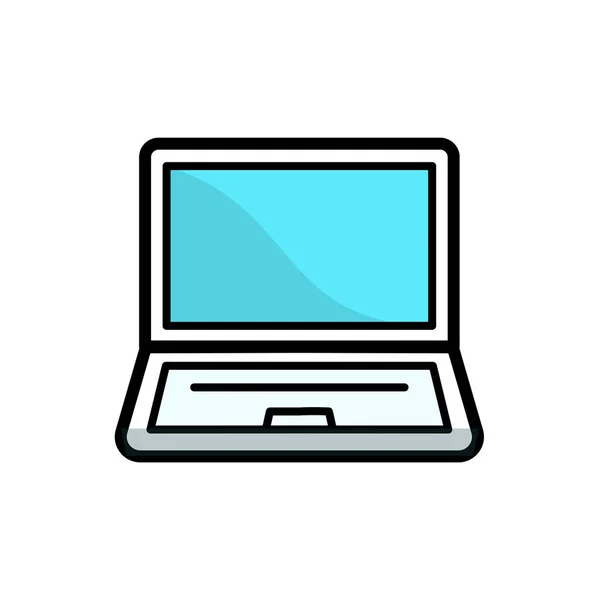 Laptop dizüstü bilgisayar pc renkli ekran simgesi, basit özet çizimi. Düzenlenebilir düz vuruş tarzı trend beyaz arkaplanda izole edilmiş modern logo çizgisi tasarımı.