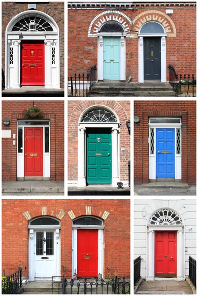 Collage Georgian Doors Dublin Ireland — Stock Photo, Image