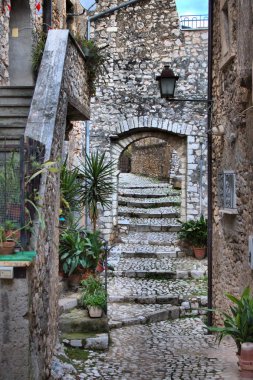 Sermoneta, İtalya ortaçağ kasabasında kentsel manzara