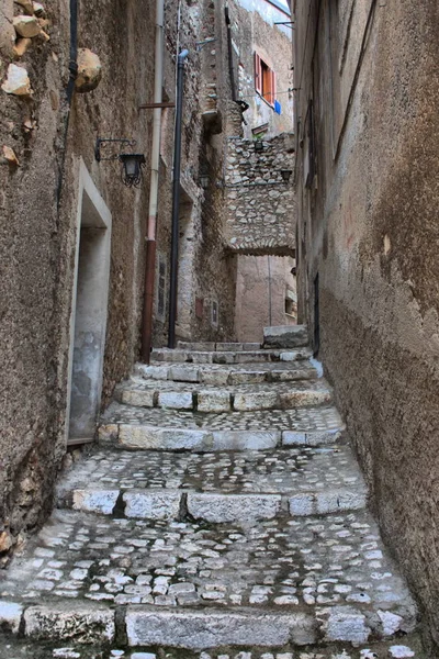 Cenário Urbano Cidade Medieval Sermoneta Itália — Fotografia de Stock