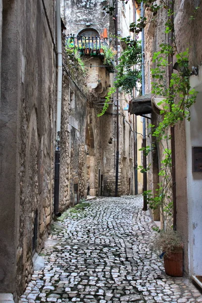 Urban Scenic Medieval Town Sermoneta Italy — Stock Photo, Image