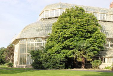 Bir botanik bahçesi içinde büyük glasshouse