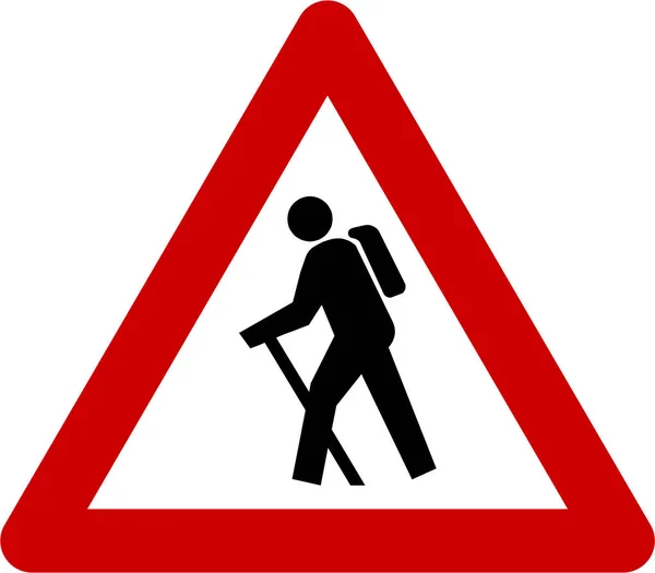 Warning Sign Hiker Symbol — Stock Photo, Image