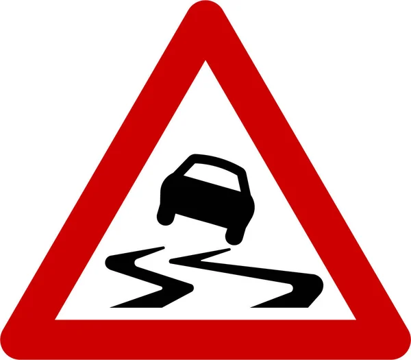 Warning Sign Slippery Road Symbol — Stock Photo, Image