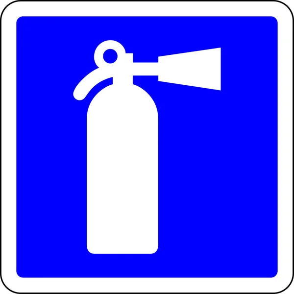 Extintor Incêndio Sinal Azul Fundo Branco — Fotografia de Stock