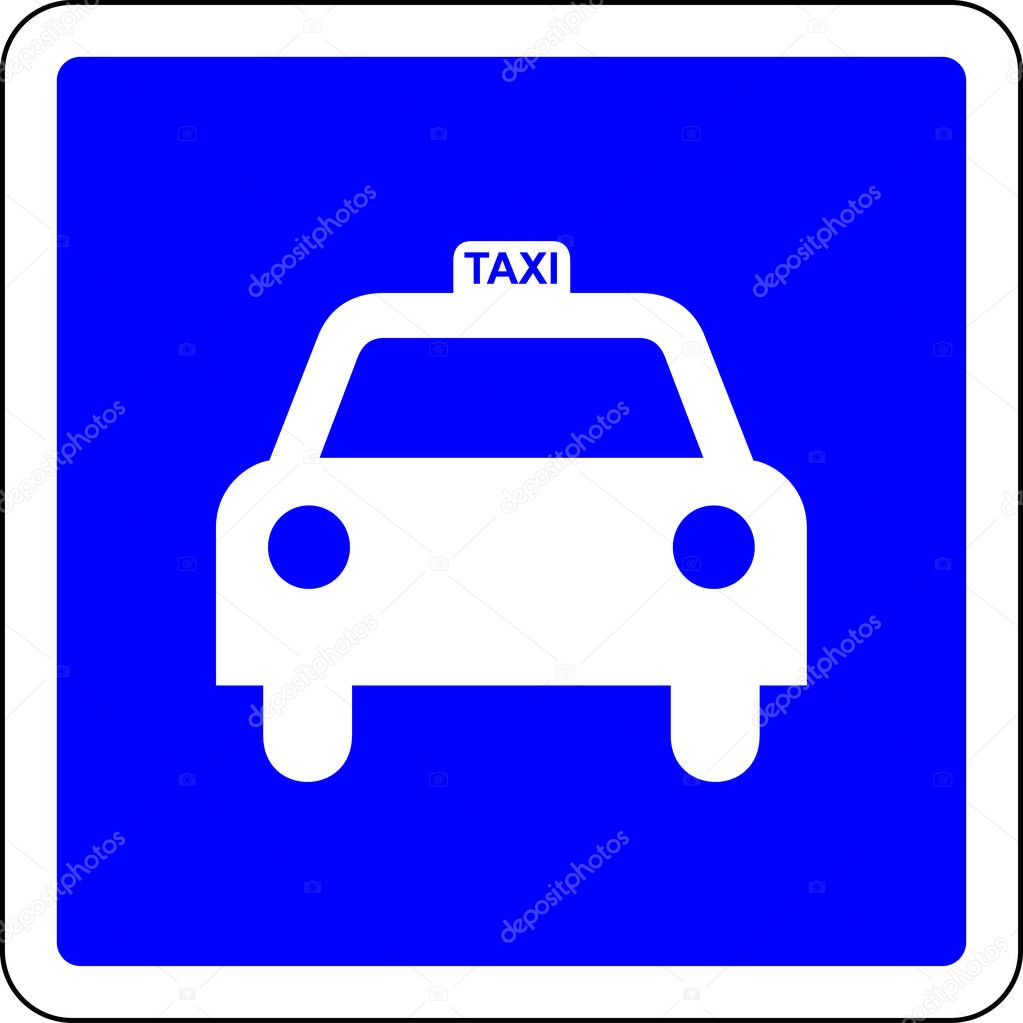 Taxi blue road sign