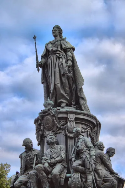 Monument Till Catherine Ett Monument Ostrovsky Torget Petersburg Etablerade Ära — Stockfoto