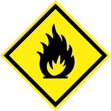 Yangın simgesi olan sarı tehlike işareti