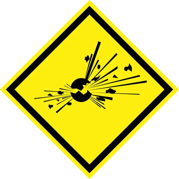 Yellow hazard sign with explosive substances symbol