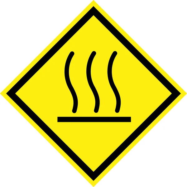 Sinal Perigo Amarelo Com Símbolo Superfície Quente — Fotografia de Stock