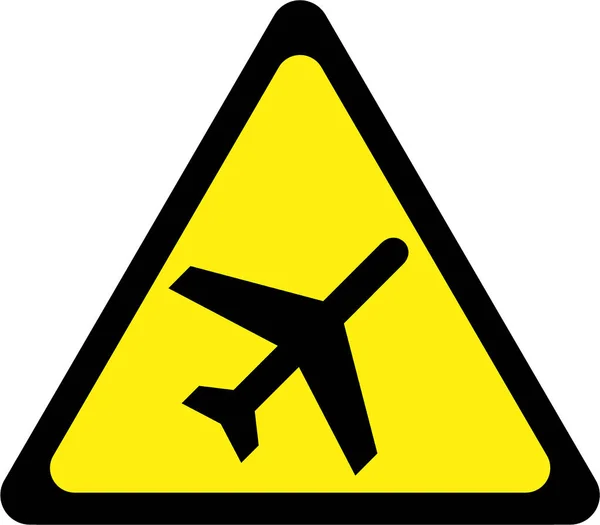 Yellow Warning Sign Airplane Symbol — Stock Photo, Image