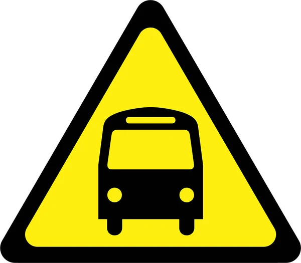 Gele Waarschuwingsbord Met Bus Symbool — Stockfoto