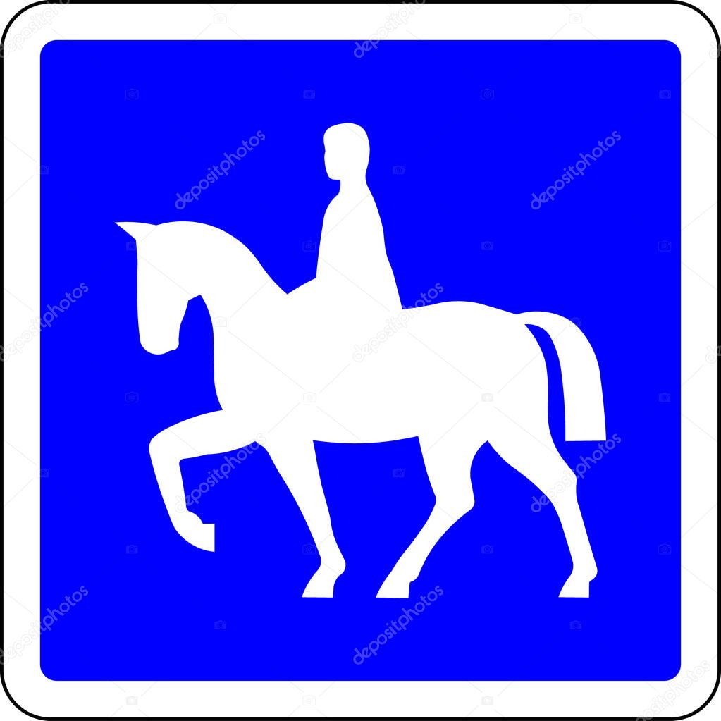 Horse riders allowed blue road sign